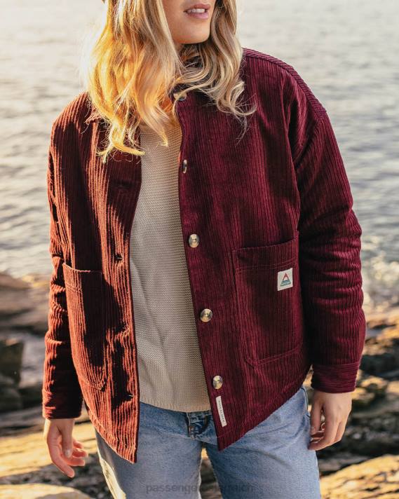 Passenger Frauen Flint-Overshirt aus recyceltem Cord in Weinrot 0BP2783 woclothing Wein