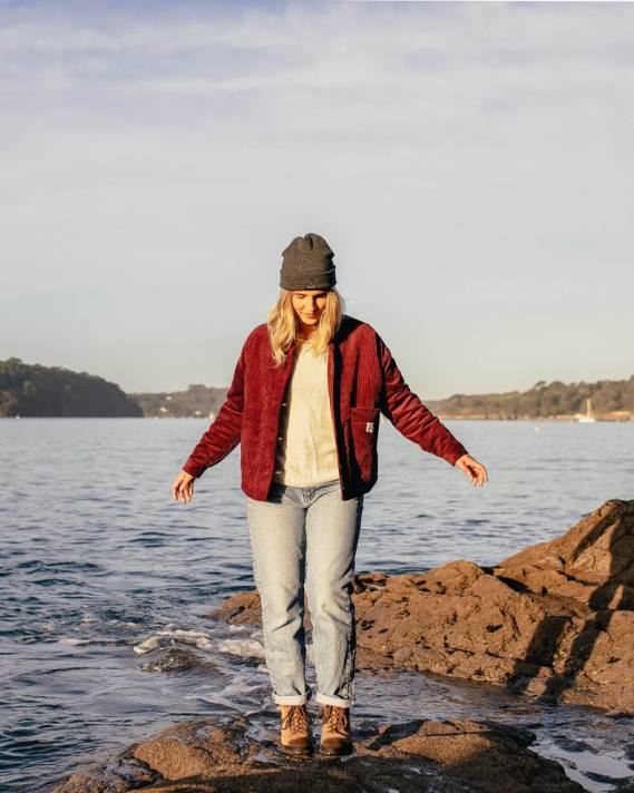 Passenger Frauen Flint-Overshirt aus recyceltem Cord in Weinrot 0BP2783 woclothing Wein