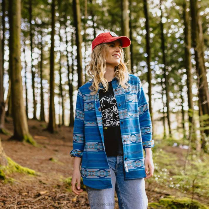 Passenger Frauen Heron-Jacquard-Bio-Hemd mit weichem Kobaltmuster 0BP2903 woclothing Kobalt