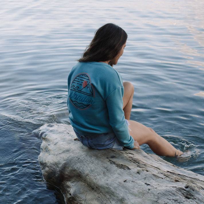 Passenger Frauen Footloose recyceltes Sweatshirt ozeanblau 0BP2749 woclothing Blau