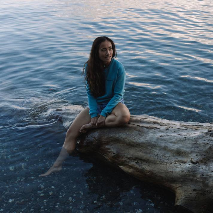 Passenger Frauen Footloose recyceltes Sweatshirt ozeanblau 0BP2749 woclothing Blau