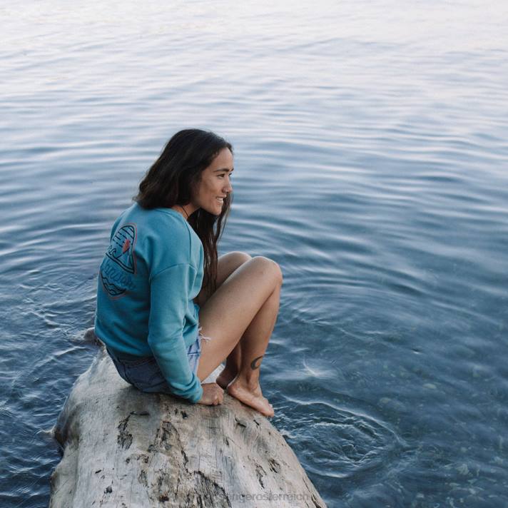 Passenger Frauen Footloose recyceltes Sweatshirt ozeanblau 0BP2749 woclothing Blau