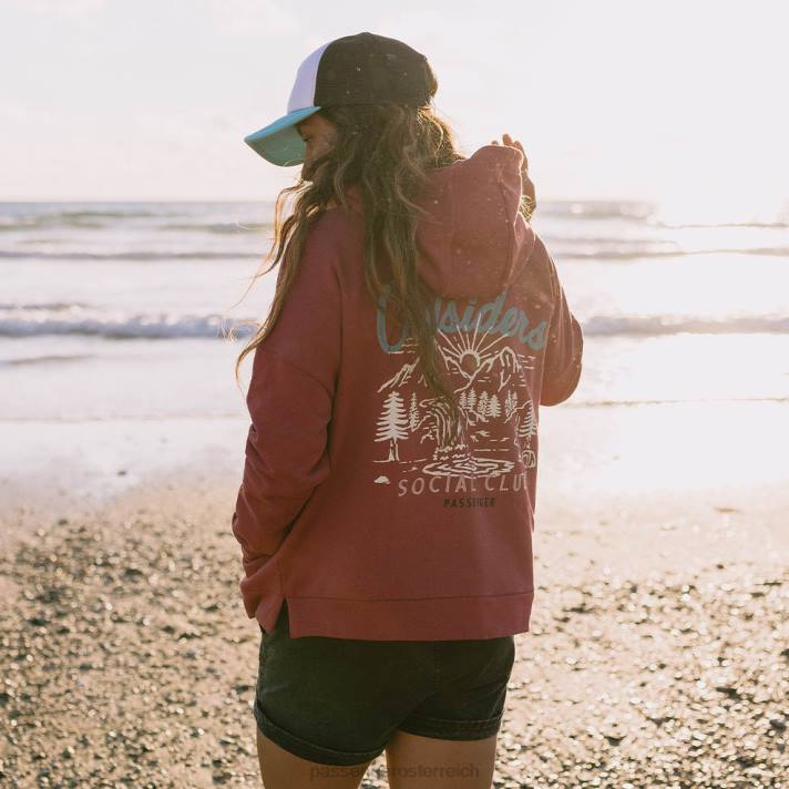 Passenger Frauen Frühaufsteher-Hoodie aus recycelter Baumwolle in Erdrot 0BP2725 woclothing Rot
