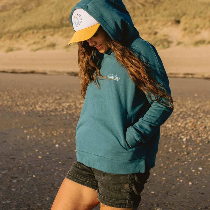 Passenger Frauen Frühaufsteher-Kapuzenpullover aus recycelter Baumwolle, blaue Koralle 0BP2726 woclothing Blau