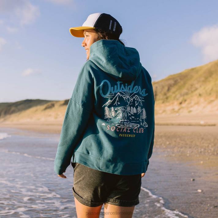 Passenger Frauen Frühaufsteher-Kapuzenpullover aus recycelter Baumwolle, blaue Koralle 0BP2726 woclothing Blau