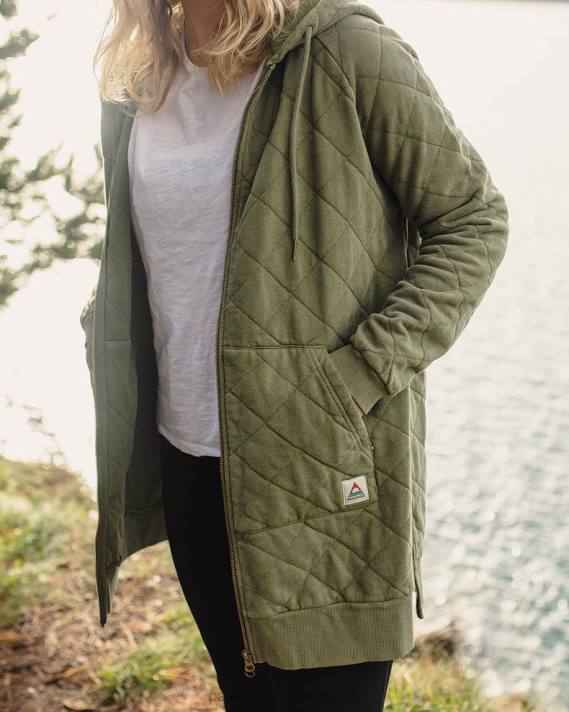 Passenger Frauen Getaway Kapuzenpullover aus recycelter Baumwolle mit durchgehendem Reißverschluss in Khaki 0BP2704 woclothing khaki