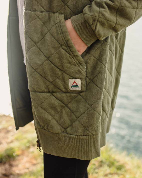Passenger Frauen Getaway Kapuzenpullover aus recycelter Baumwolle mit durchgehendem Reißverschluss in Khaki 0BP2704 woclothing khaki