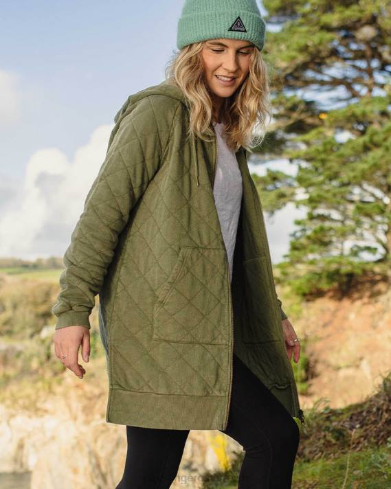 Passenger Frauen Getaway Kapuzenpullover aus recycelter Baumwolle mit durchgehendem Reißverschluss in Khaki 0BP2704 woclothing khaki