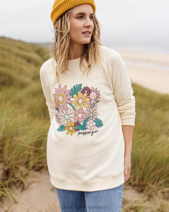 Passenger Frauen Oversize-Sweatshirt aus recycelter Baumwolle mit Blumenmuster, Birke 0BP2718 woclothing Birke