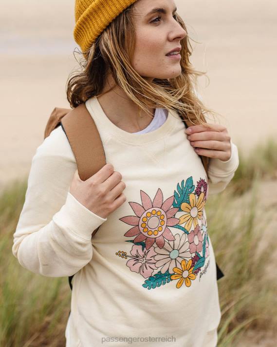 Passenger Frauen Oversize-Sweatshirt aus recycelter Baumwolle mit Blumenmuster, Birke 0BP2718 woclothing Birke