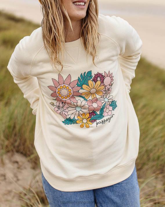 Passenger Frauen Oversize-Sweatshirt aus recycelter Baumwolle mit Blumenmuster, Birke 0BP2718 woclothing Birke