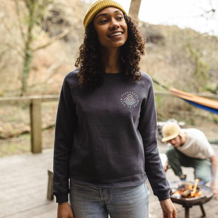 Passenger Frauen Panang-Raglan-Sweatshirt aus recyceltem Stoff in verblasstem Schwarz 0BP2732 woclothing Schwarz