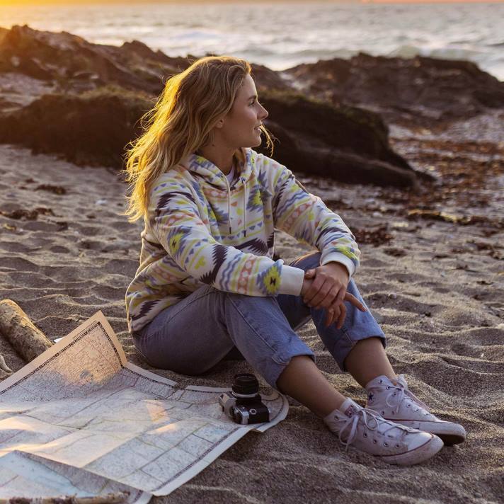 Passenger Frauen Picket Kapuzenpullover aus recyceltem Polarfleece Egret Adrift 0BP2698 woclothing Reiher