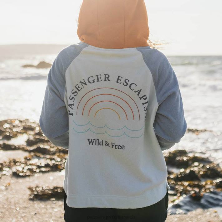 Passenger Frauen Regenbogen-Kapuzenpullover aus recyceltem Polarfleece, blaues Glas 0BP2691 woclothing Blau