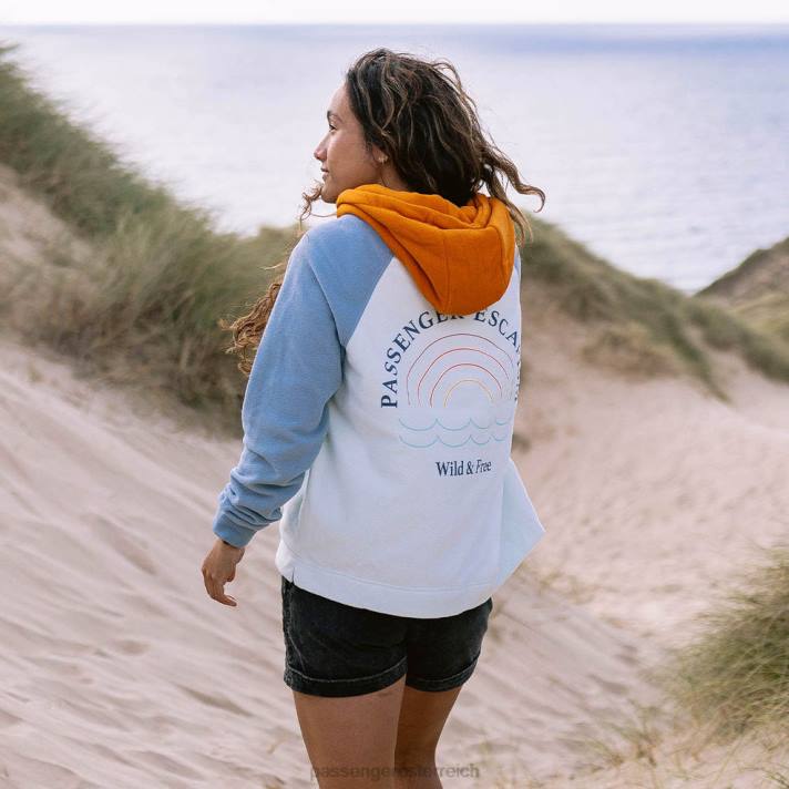 Passenger Frauen Regenbogen-Kapuzenpullover aus recyceltem Polarfleece, blaues Glas 0BP2691 woclothing Blau