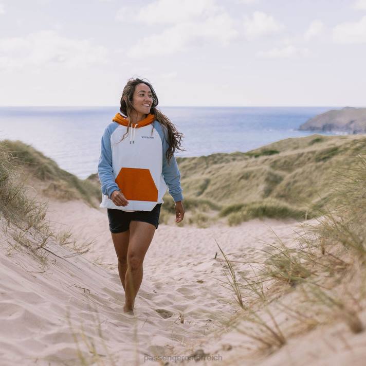 Passenger Frauen Regenbogen-Kapuzenpullover aus recyceltem Polarfleece, blaues Glas 0BP2691 woclothing Blau