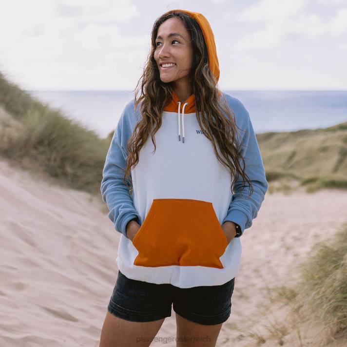 Passenger Frauen Regenbogen-Kapuzenpullover aus recyceltem Polarfleece, blaues Glas 0BP2691 woclothing Blau