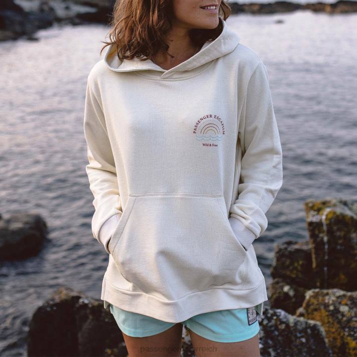 Passenger Frauen Regenbogen-Kapuzenpullover aus recycelter Baumwolle Reiher 0BP2744 woclothing Reiher