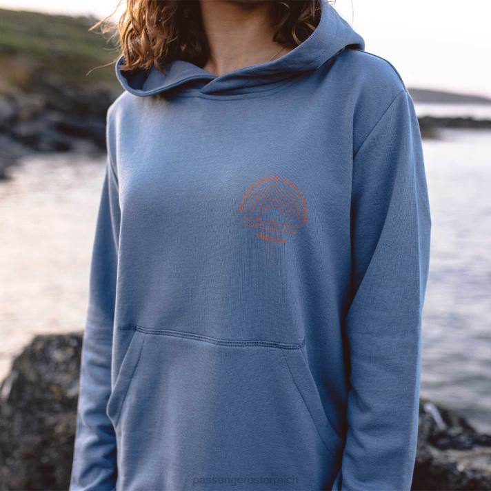 Passenger Frauen Regenbogen-Kapuzenpullover aus recycelter Baumwolle, Steinblau 0BP2745 woclothing Blau