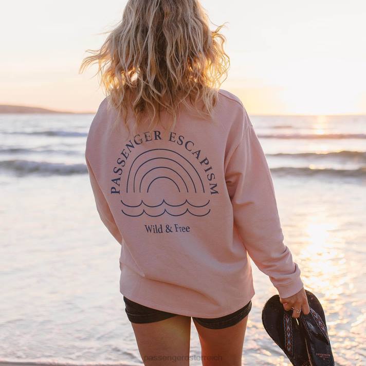 Passenger Frauen Regenbogenfarbenes, übergroßes Sweatshirt aus recycelter Baumwolle, Peach Whip 0BP2722 woclothing Pfirsich