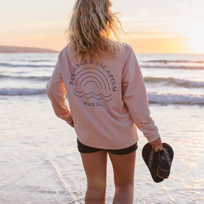 Passenger Frauen Regenbogenfarbenes, übergroßes Sweatshirt aus recycelter Baumwolle, Peach Whip 0BP2722 woclothing Pfirsich