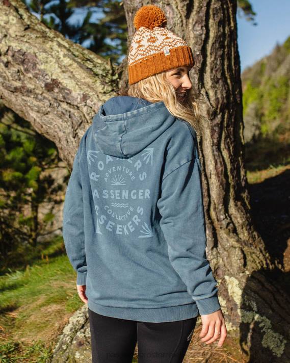 Passenger Frauen Roamers and Seekers – Oversize-Hoodie aus recycelter Baumwolle in dunklem Denim 0BP2711 woclothing Denim