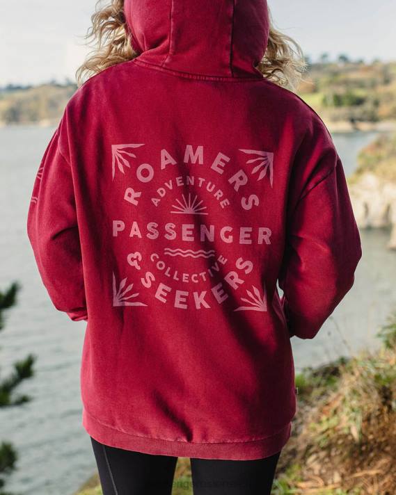 Passenger Frauen Roamers and Seekers – Oversize-Kapuzenpullover aus recycelter Baumwolle, Rhabarber 0BP2710 woclothing Rhabarber
