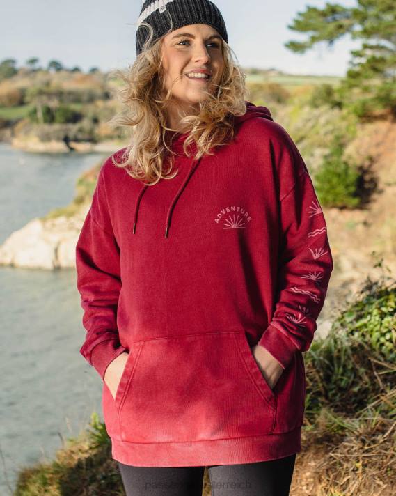 Passenger Frauen Roamers and Seekers – Oversize-Kapuzenpullover aus recycelter Baumwolle, Rhabarber 0BP2710 woclothing Rhabarber
