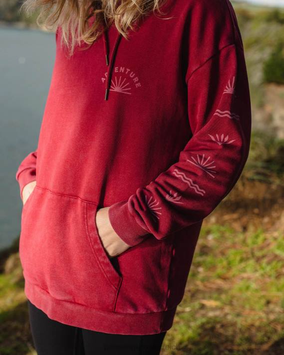 Passenger Frauen Roamers and Seekers – Oversize-Kapuzenpullover aus recycelter Baumwolle, Rhabarber 0BP2710 woclothing Rhabarber