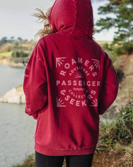 Passenger Frauen Roamers and Seekers – Oversize-Kapuzenpullover aus recycelter Baumwolle, Rhabarber 0BP2710 woclothing Rhabarber