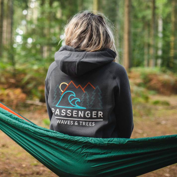 Passenger Frauen Toba recycelter Kapuzenpullover in verblasstem Schwarz 0BP2714 woclothing Schwarz