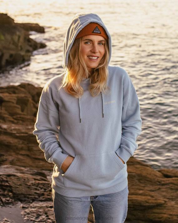 Passenger Frauen Umfassen Sie die Reise mit übergroßem Kapuzenpullover aus recycelter Baumwolle in Blue Fog 0BP2716 woclothing Blau