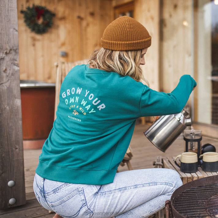 Passenger Frauen Wild Life Recycling-Sweatshirt Sturmgrün 0BP2738 woclothing Grün