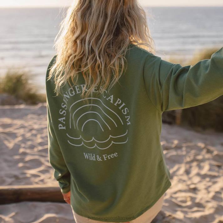 Passenger Frauen Übergroßes Sweatshirt aus regenbogenfarbener recycelter Baumwolle, dunkles Efeu 0BP2707 woclothing Efeu