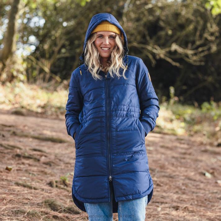 Passenger Frauen Flora lange isolierte Jacke aus recyceltem Material, sattes Marineblau 0BP2773 woclothing Marine