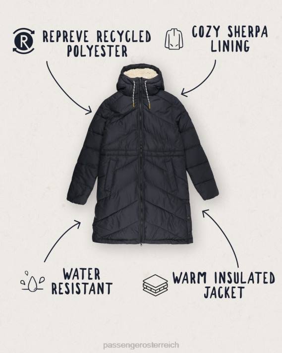 Passenger Frauen Kinsey recycelte Jacke schwarz 0BP2768 woclothing Schwarz