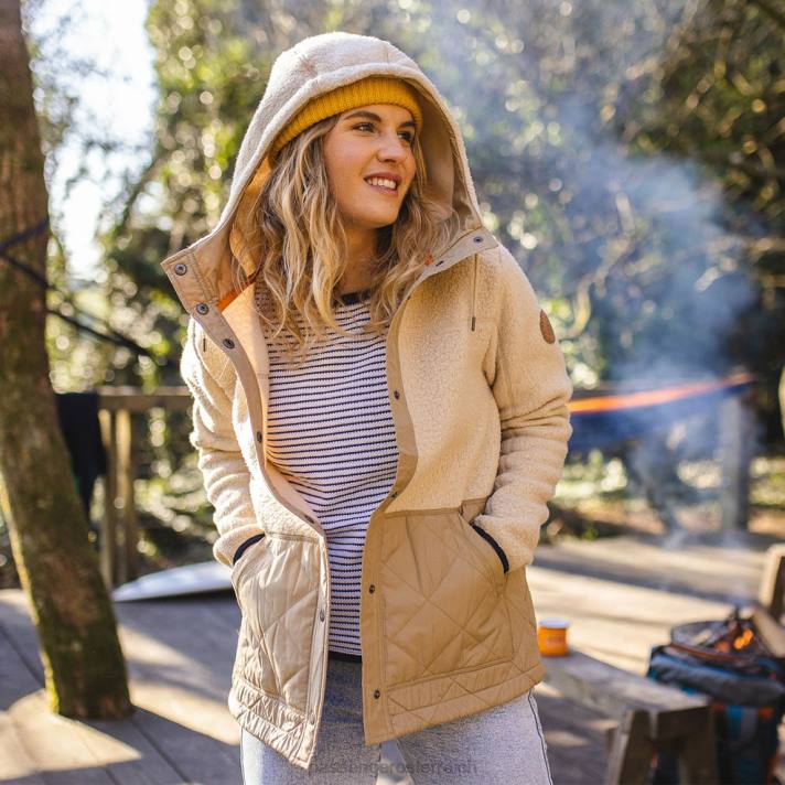 Passenger Frauen Kuppel-Kapuzenjacke aus recyceltem Sherpa Haferflocken 0BP2686 woclothing Haferflocken