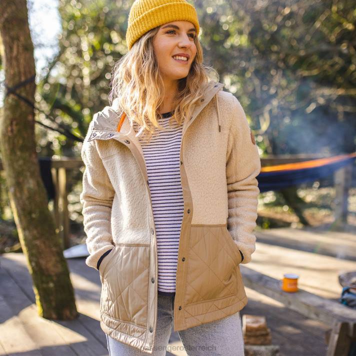 Passenger Frauen Kuppel-Kapuzenjacke aus recyceltem Sherpa Haferflocken 0BP2686 woclothing Haferflocken
