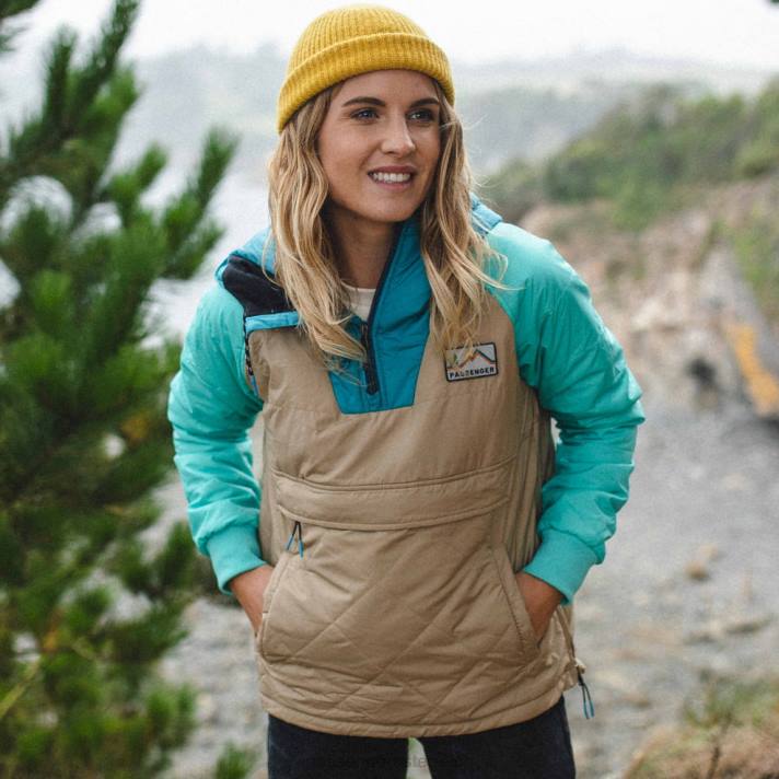 Passenger Frauen Ocean Recycling-isolierte Jacke mit halbem Reißverschluss, Chinchilla-Braun 0BP2795 woclothing braun