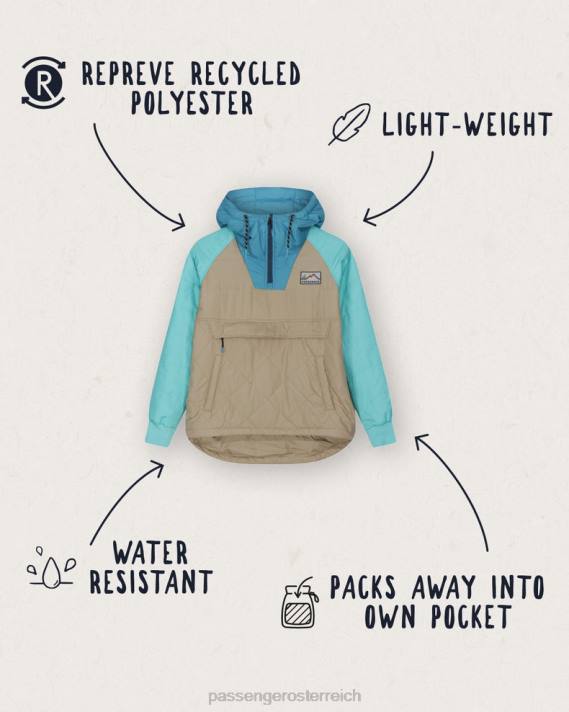 Passenger Frauen Ocean Recycling-isolierte Jacke mit halbem Reißverschluss, Chinchilla-Braun 0BP2795 woclothing braun