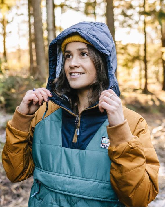 Passenger Frauen Ocean recycelte, isolierte Jacke mit halbem Reißverschluss, Deep Ocean 0BP2776 woclothing Ozean