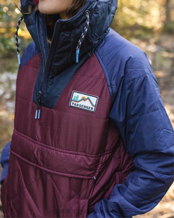 Passenger Frauen Ocean recycelte, isolierte Jacke mit halbem Reißverschluss, Wein 0BP2777 woclothing Wein