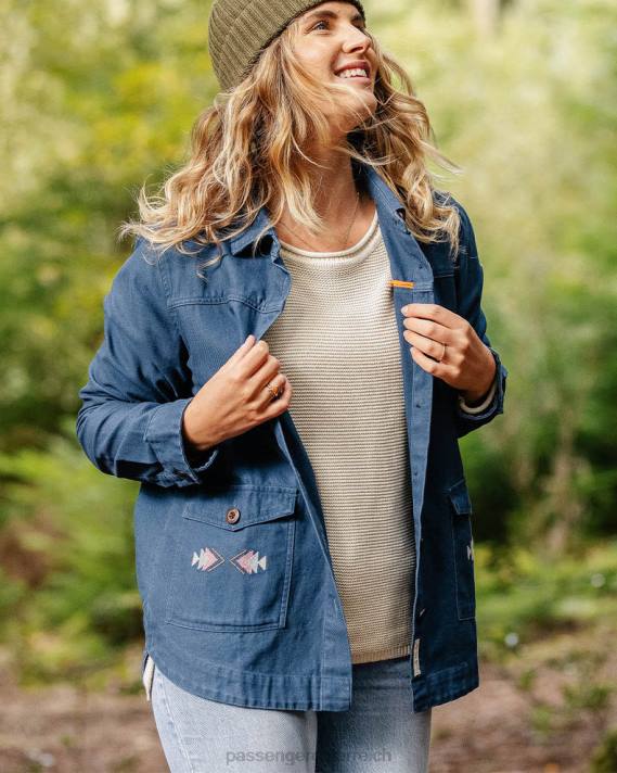 Passenger Frauen Pine-Jacke aus Bio-Baumwolle in dunklem Denim 0BP2792 woclothing Denim