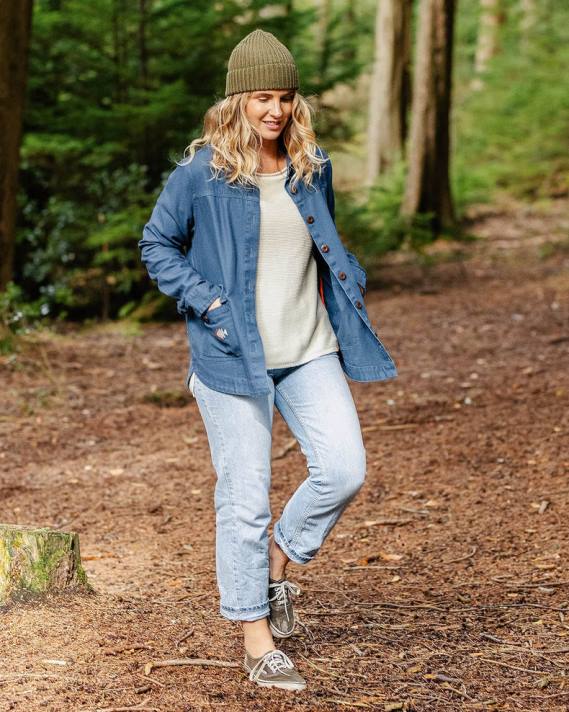 Passenger Frauen Pine-Jacke aus Bio-Baumwolle in dunklem Denim 0BP2792 woclothing Denim