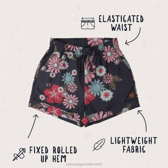 Passenger Frauen Santosa-Shorts mit schwarzem Blumenmuster 0BP2911 woclothing Schwarz