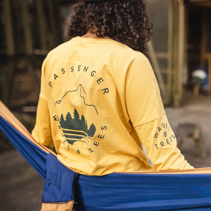 Passenger Frauen Big Leaf recyceltes ls T-Shirt Senfgelb 0BP2899 woclothing Gelb