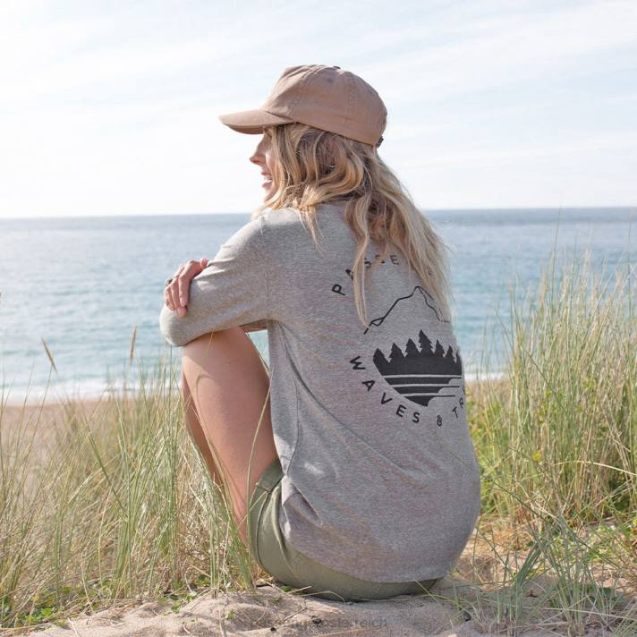 Passenger Frauen Big Leaf recyceltes ls T-Shirt grau meliert 0BP2883 woclothing grau