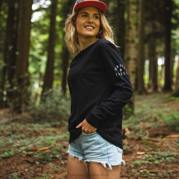 Passenger Frauen Big Leaf recyceltes ls T-Shirt schwarz 0BP2882 woclothing Schwarz