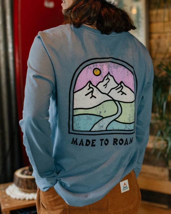 Passenger Frauen Friday Collective LS-T-Shirt aus recycelter Baumwolle in verwaschenem Blau 0BP2871 woclothing Blau