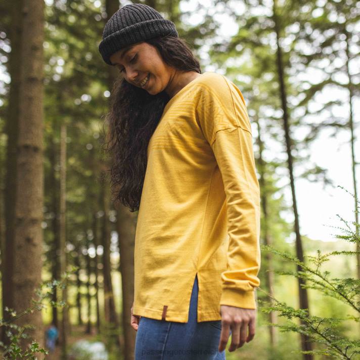 Passenger Frauen Josephine recyceltes ls T-Shirt ockergelb 0BP2891 woclothing Gelb